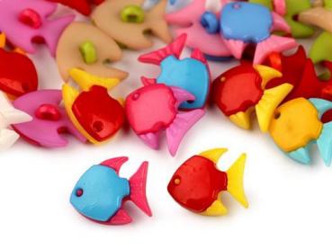 Kunststoffknopf Fisch-Form vers. Farben !!! Keine Farbwahl möglich!!!